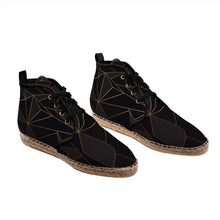 Load image into Gallery viewer, Abstract Black Polygon with Gold Line Hi Top Espadrilles by The Photo Access
