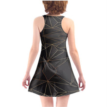 Load image into Gallery viewer, Abstract Black Polygon with Gold Line Beach Dress by The Photo Access
