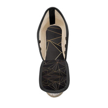 Load image into Gallery viewer, Abstract Black Polygon with Gold Line Ladies Wedge Espadrilles by The Photo Access
