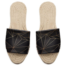 Load image into Gallery viewer, Abstract Black Polygon with Gold Line Sandal Espadrilles by The Photo Access
