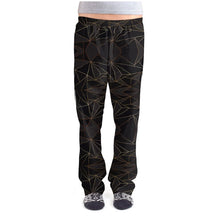 Load image into Gallery viewer, Abstract Black Polygon with Gold Line Ladies Pajama Bottoms by The Photo Access
