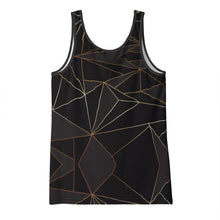 Load image into Gallery viewer, Abstract Black Polygon with Gold Line Ladies Tank Top by The Photo Access
