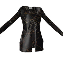 गैलरी व्यूवर में इमेज लोड करें, Abstract Black Polygon with Gold Line Ladies Cardigan With Pockets by The Photo Access
