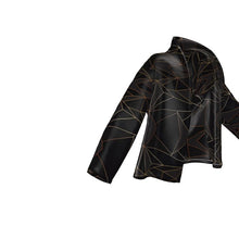Load image into Gallery viewer, Abstract Black Polygon with Gold Line Wrap Blazer by The Photo Access
