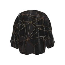 Cargar imagen en el visor de la galería, Abstract Black Polygon with Gold Line Kimono Jacket by The Photo Access
