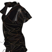 Load image into Gallery viewer, Abstract Black Polygon with Gold Line Tea Dress by The Photo Access
