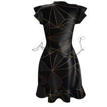 将图片加载到图库查看器，Abstract Black Polygon with Gold Line Tea Dress by The Photo Access
