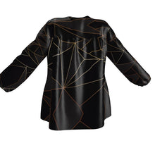 Load image into Gallery viewer, Abstract Black Polygon with Gold Line Womens Blouse by The Photo Access
