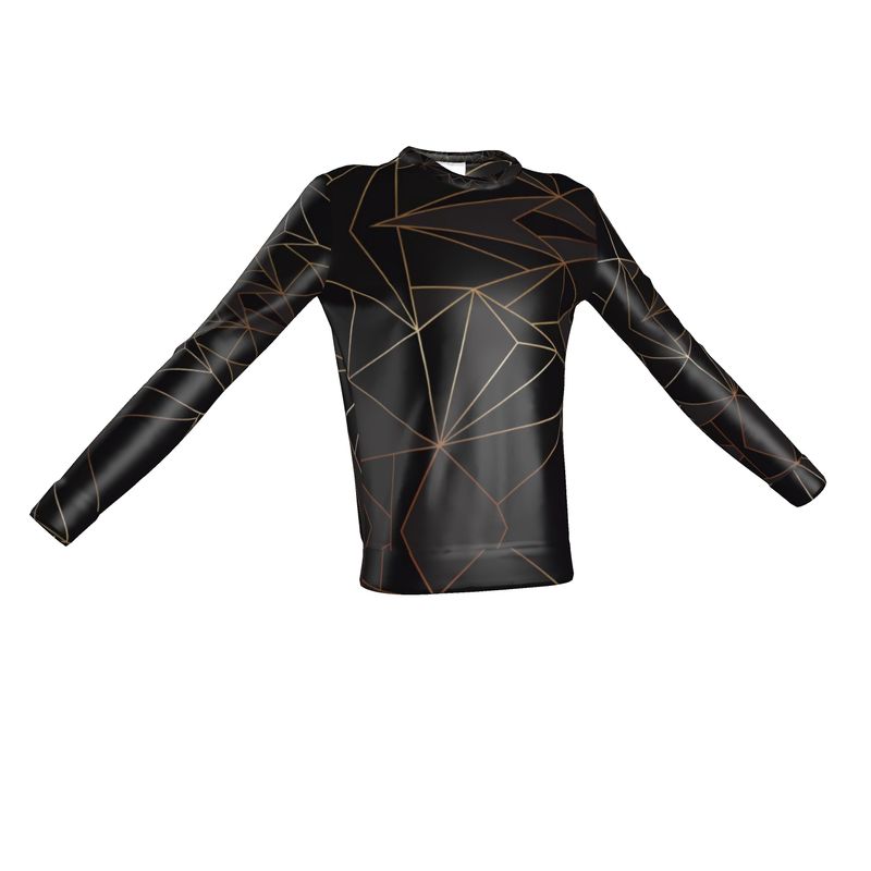Abstract Black Polygon with Gold Line Sweatshirt by The Photo Access