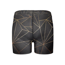 Lade das Bild in den Galerie-Viewer, Abstract Black Polygon with Gold Line Cut &amp; Sew Boxer Briefs by The Photo Access
