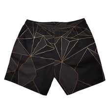 Load image into Gallery viewer, Abstract Black Polygon with Gold Line Mens Swimming Shorts by The Photo Access
