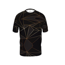 Lade das Bild in den Galerie-Viewer, Abstract Black Polygon with Gold Line Mens Cut and Sew T-Shirt by The Photo Access
