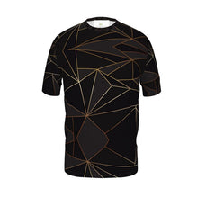 Lade das Bild in den Galerie-Viewer, Abstract Black Polygon with Gold Line Mens Cut and Sew T-Shirt by The Photo Access
