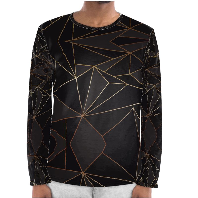 Abstract Black Polygon with Gold Line Mens Night Set by The Photo Access