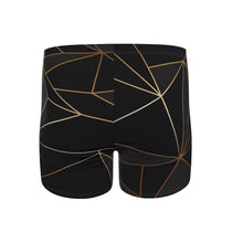Lade das Bild in den Galerie-Viewer, Abstract Black Polygon with Gold Line Swimming Trunks by The Photo Access
