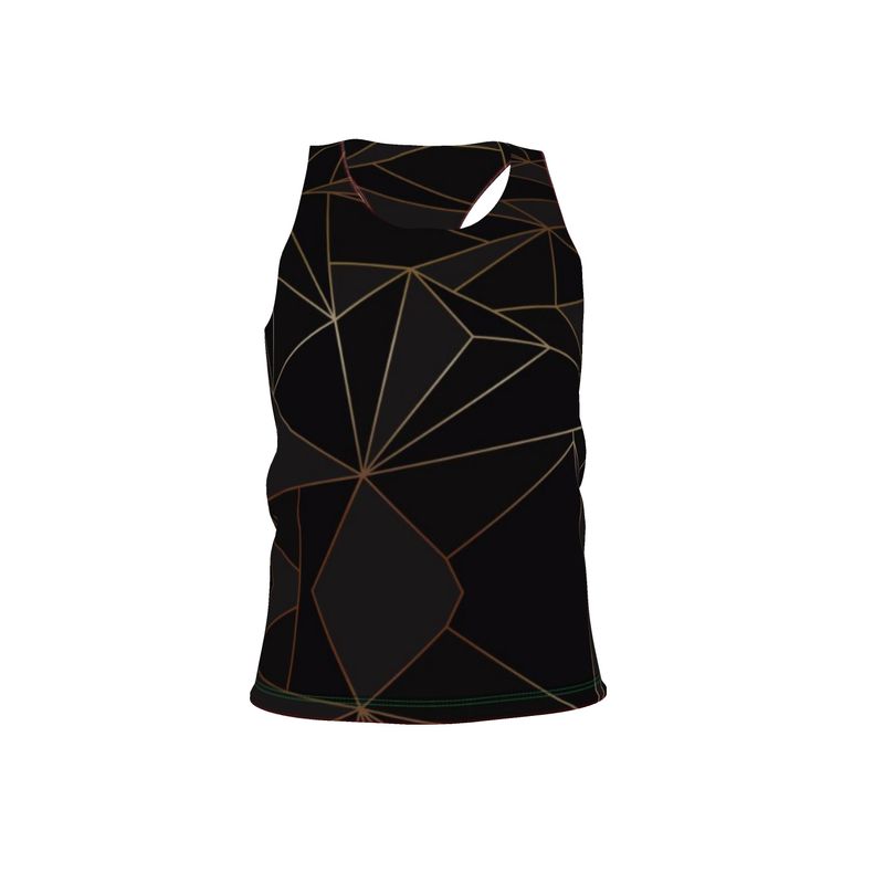 Abstract Black Polygon with Gold Line Mens Regular Fit Tank Top by The Photo Access