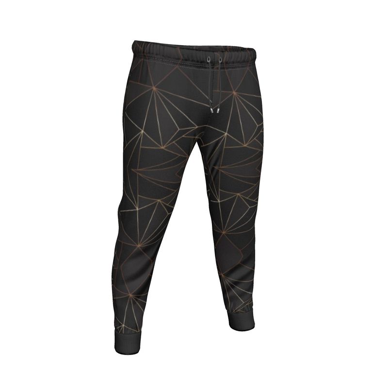 Abstract Black Polygon with Gold Line Mens Sweatpants by The Photo Access