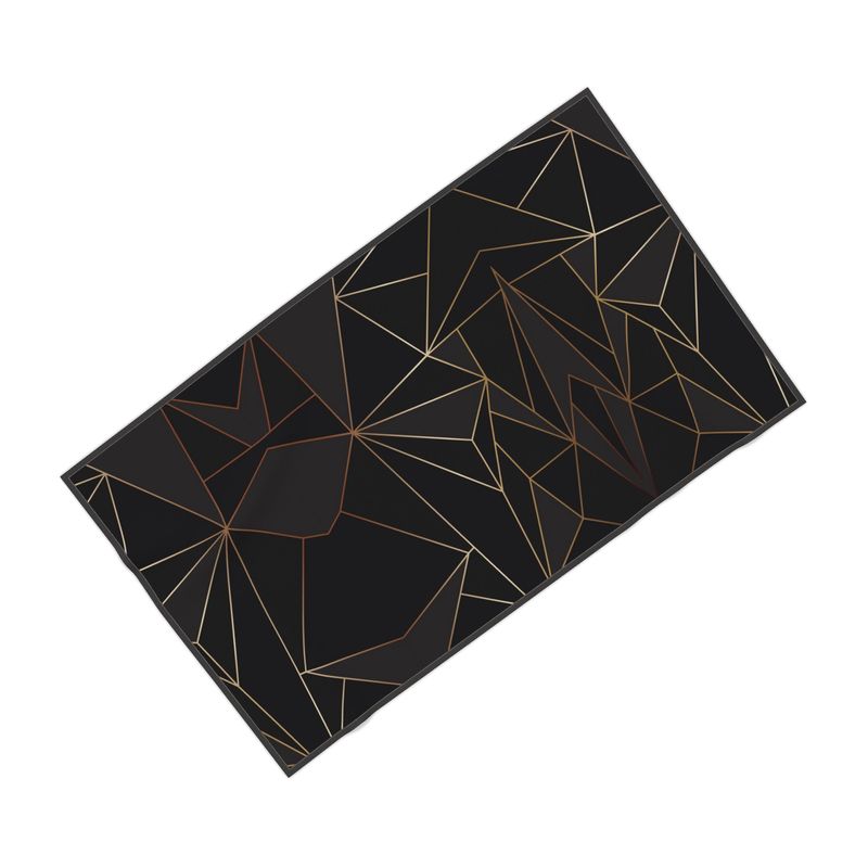 Abstract Black Polygon with Gold Line Towels by The Photo Access