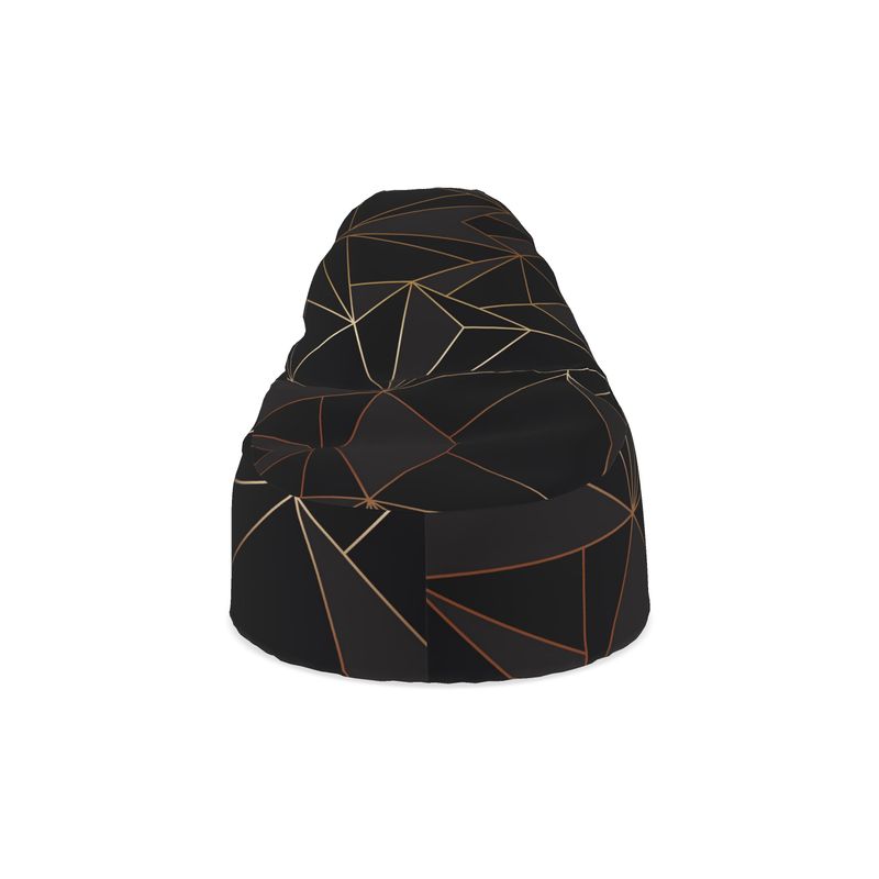 Abstract Black Polygon with Gold Line Bean Bags by The Photo Access