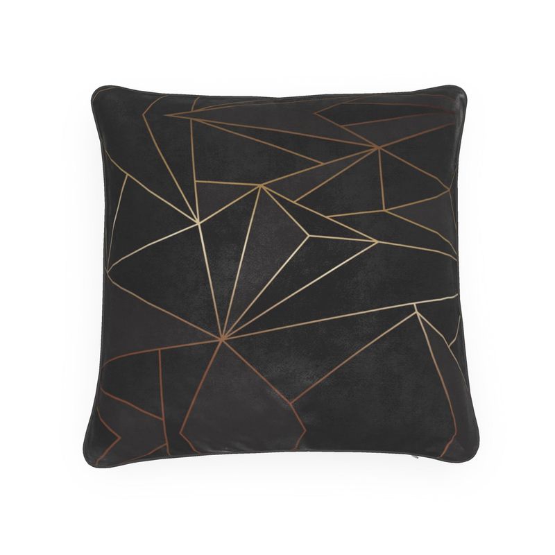 Abstract Black Polygon with Gold Line Luxury Pillows by The Photo Access