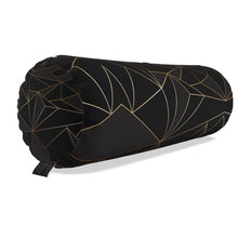 Load image into Gallery viewer, Abstract Black Polygon with Gold Line Big Bolster Cushion by The Photo Access
