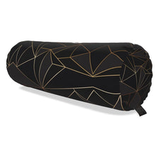 Load image into Gallery viewer, Abstract Black Polygon with Gold Line Big Bolster Cushion by The Photo Access
