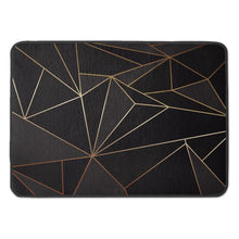 Load image into Gallery viewer, Abstract Black Polygon with Gold Line Bath Mat by The Photo Access

