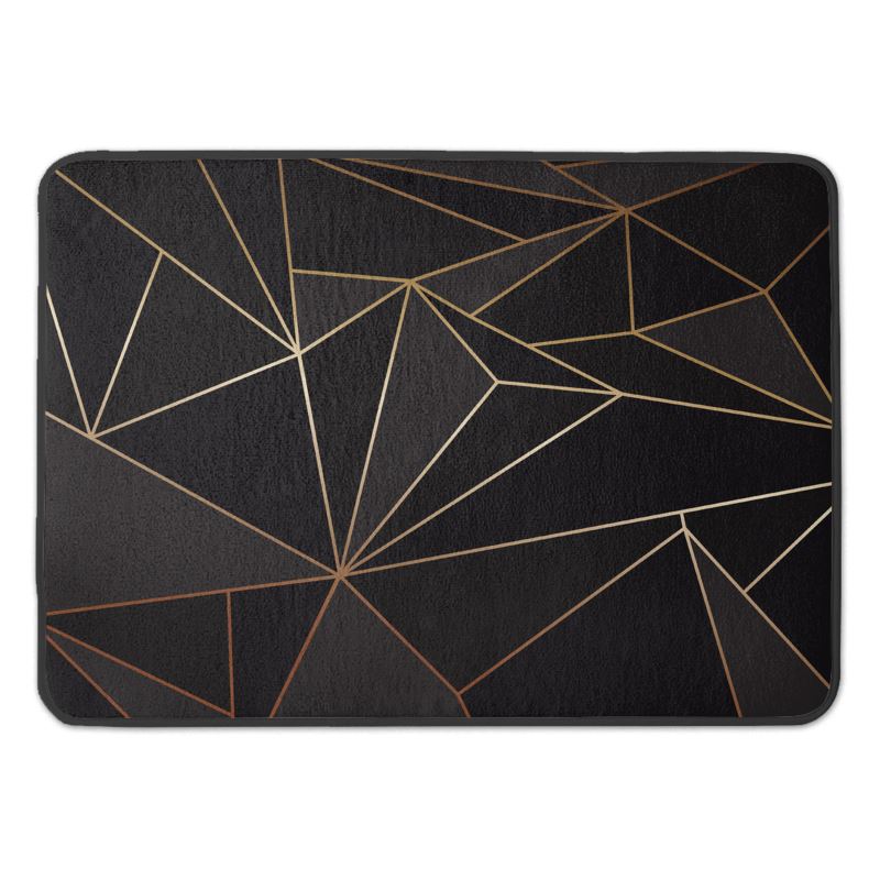 Abstract Black Polygon with Gold Line Bath Mat by The Photo Access