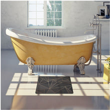 Load image into Gallery viewer, Abstract Black Polygon with Gold Line Bath Mat by The Photo Access
