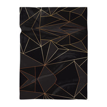 Load image into Gallery viewer, Abstract Black Polygon with Gold Line Blanket by The Photo Access
