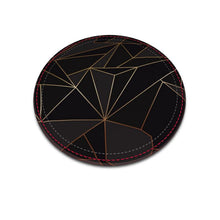 Load image into Gallery viewer, Abstract Black Polygon with Gold Line Leather Coasters by The Photo Access
