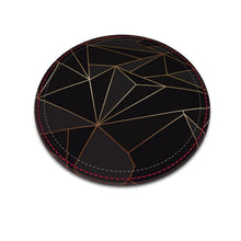 Load image into Gallery viewer, Abstract Black Polygon with Gold Line Leather Coasters by The Photo Access
