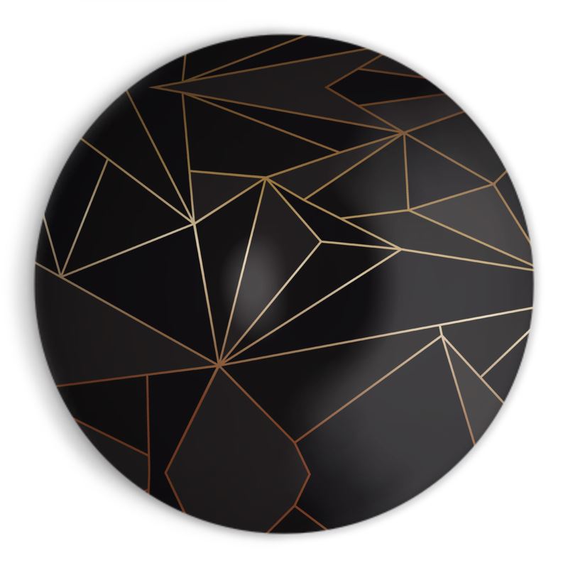 Abstract Black Polygon with Gold Line Ornamental Bowl by The Photo Access