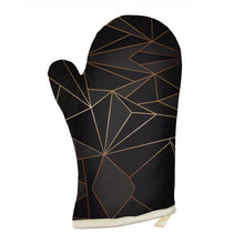 Cargar imagen en el visor de la galería, Abstract Black Polygon with Gold Line Oven Glove by The Photo Access
