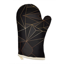 Cargar imagen en el visor de la galería, Abstract Black Polygon with Gold Line Oven Glove by The Photo Access
