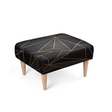 Load image into Gallery viewer, Abstract Black Polygon with Gold Line Footstool by The Photo Access
