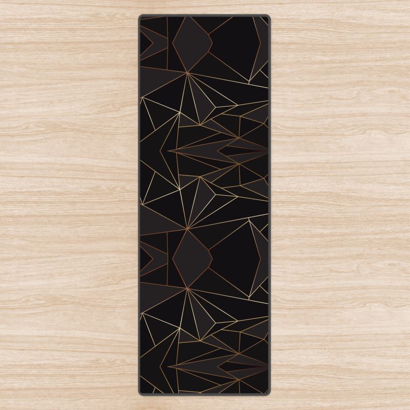 Abstract Black Polygon with Gold Line Yoga Mat by The Photo Access