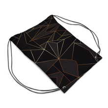 Load image into Gallery viewer, Abstract Black Polygon with Gold Line Drawstring PE Bag by The Photo Access
