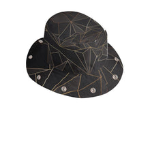 将图片加载到图库查看器，Abstract Black Polygon with Gold Line Bucket Hat with Visor by The Photo Access
