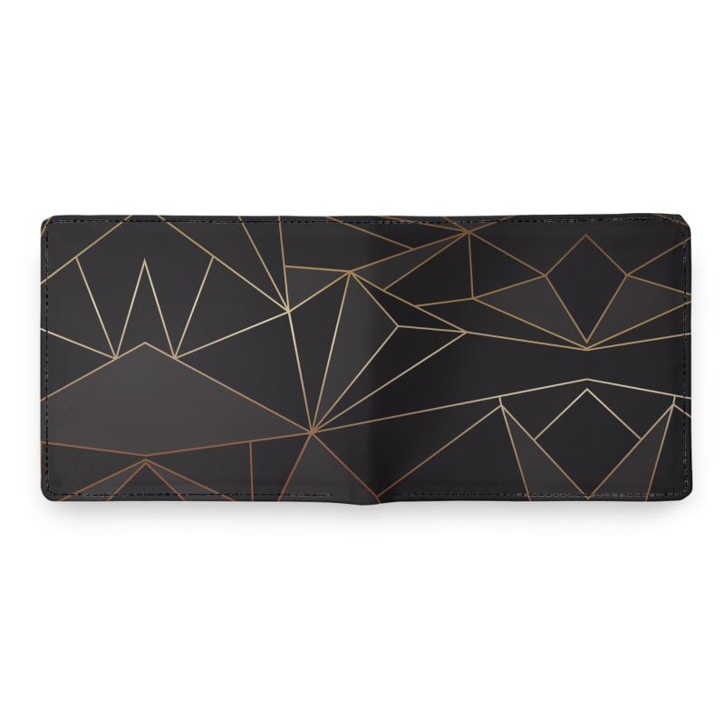 Abstract Black Polygon with Gold Line Mens Wallet by The Photo Access