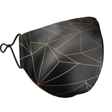 Cargar imagen en el visor de la galería, Abstract Black Polygon with Gold Line Silk Face Masks by The Photo Access
