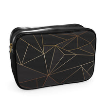 Load image into Gallery viewer, Abstract Black Polygon with Gold Line Mens Washbag by The Photo Access
