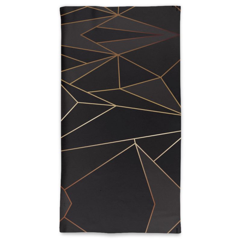 Abstract Black Polygon with Gold Line Neck Tube Scarf by The Photo Access