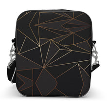 Load image into Gallery viewer, Abstract Black Polygon with Gold Line Shoulder Bag by The Photo Access
