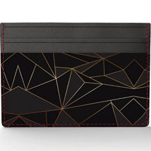 Load image into Gallery viewer, Abstract Black Polygon with Gold Line Leather Card Holder by The Photo Access
