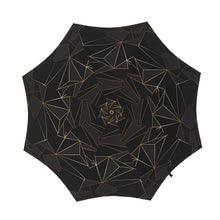 Load image into Gallery viewer, Abstract Black Polygon with Gold Line Umbrella by The Photo Access
