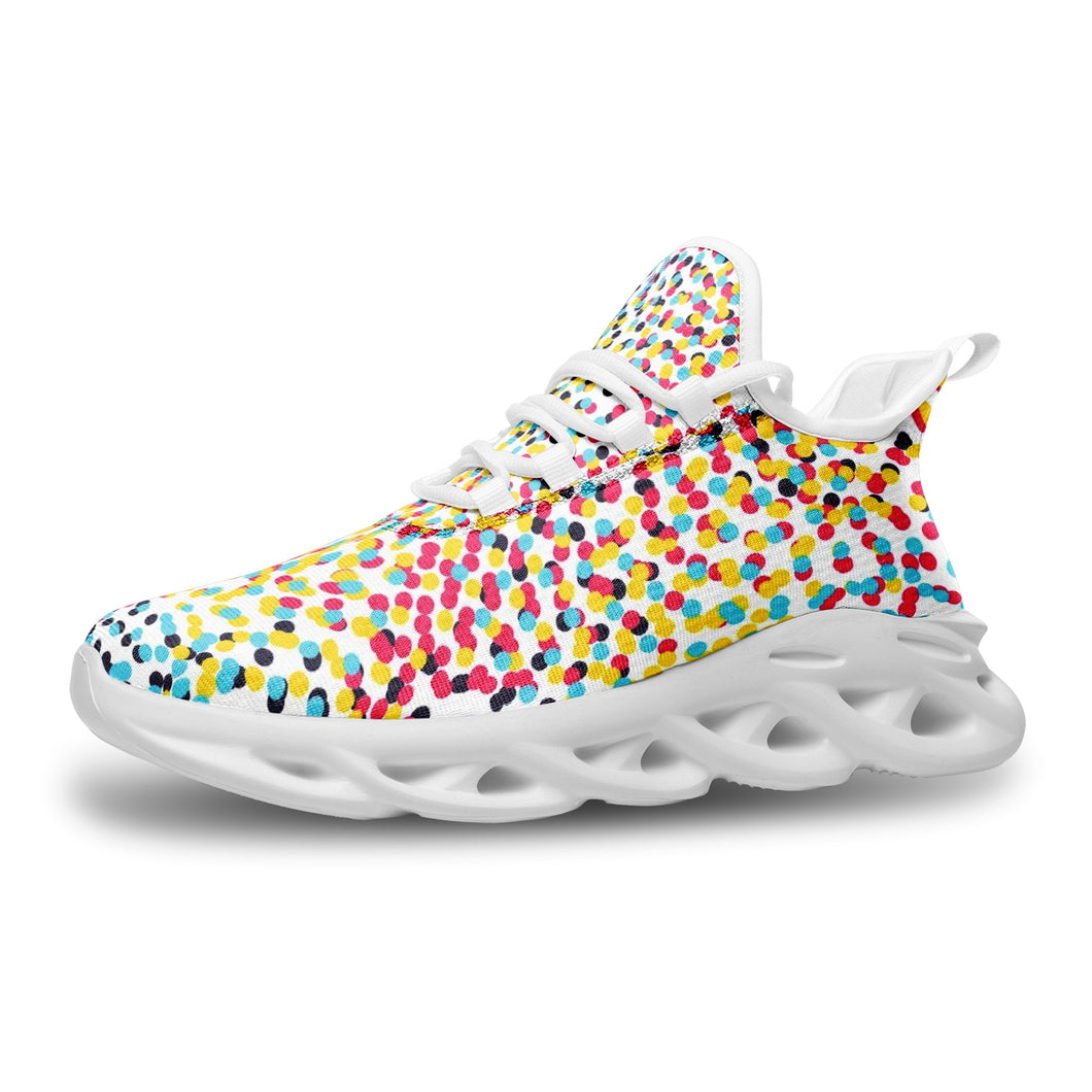 Colorful Neo Memphis Geometric Pattern Unisex Bounce Mesh Knit Sneakers by The Photo Access