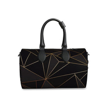 Load image into Gallery viewer, Abstract Black Polygon with Gold Line Duffle Bag by The Photo Access
