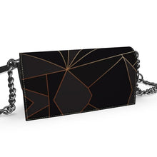 गैलरी व्यूवर में इमेज लोड करें, Abstract Black Polygon with Gold Line Oana Evening Bag by The Photo Access
