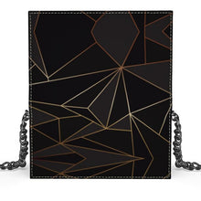 将图片加载到图库查看器，Abstract Black Polygon with Gold Line Oana Evening Bag by The Photo Access
